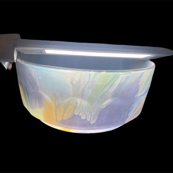 VINTAGE Arcoroc FRANCE Rare Design  GLASS Salad SERVING BOWL 8 3/4" Wide - Picture 2 of 5